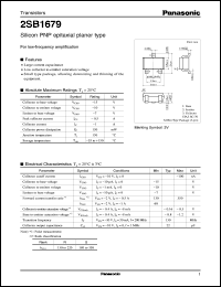 datasheet for 2SB1679 by Panasonic - Semiconductor Company of Matsushita Electronics Corporation