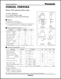 datasheet for 2SB0928 by Panasonic - Semiconductor Company of Matsushita Electronics Corporation