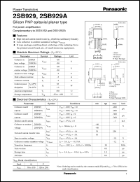 datasheet for 2SB0929 by Panasonic - Semiconductor Company of Matsushita Electronics Corporation