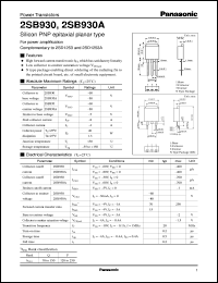 datasheet for 2SB0930 by Panasonic - Semiconductor Company of Matsushita Electronics Corporation