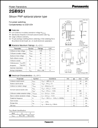 datasheet for 2SB0931 by Panasonic - Semiconductor Company of Matsushita Electronics Corporation