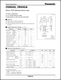 datasheet for 2SB0940 by Panasonic - Semiconductor Company of Matsushita Electronics Corporation