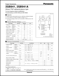 datasheet for 2SB0941 by Panasonic - Semiconductor Company of Matsushita Electronics Corporation