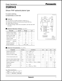 datasheet for 2SB0943 by Panasonic - Semiconductor Company of Matsushita Electronics Corporation