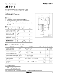 datasheet for 2SB0944 by Panasonic - Semiconductor Company of Matsushita Electronics Corporation