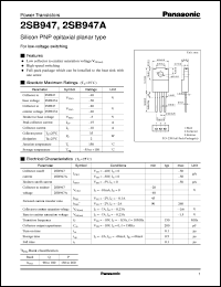 datasheet for 2SB0947A by Panasonic - Semiconductor Company of Matsushita Electronics Corporation