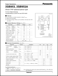 datasheet for 2SB0953 by Panasonic - Semiconductor Company of Matsushita Electronics Corporation