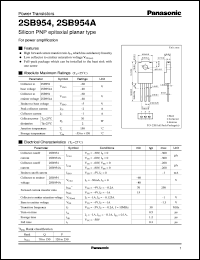 datasheet for 2SB0954 by Panasonic - Semiconductor Company of Matsushita Electronics Corporation