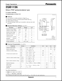 datasheet for 2SB1156 by Panasonic - Semiconductor Company of Matsushita Electronics Corporation