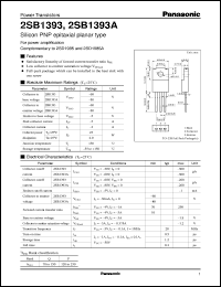 datasheet for 2SB1393A by Panasonic - Semiconductor Company of Matsushita Electronics Corporation