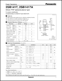 datasheet for 2SB1417 by Panasonic - Semiconductor Company of Matsushita Electronics Corporation