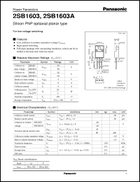 datasheet for 2SB1603 by Panasonic - Semiconductor Company of Matsushita Electronics Corporation
