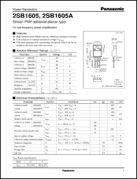 datasheet for 2SB1605 by Panasonic - Semiconductor Company of Matsushita Electronics Corporation