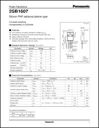 datasheet for 2SB1607 by Panasonic - Semiconductor Company of Matsushita Electronics Corporation