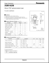 datasheet for 2SB1629 by Panasonic - Semiconductor Company of Matsushita Electronics Corporation