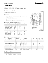 datasheet for 2SB1347 by Panasonic - Semiconductor Company of Matsushita Electronics Corporation