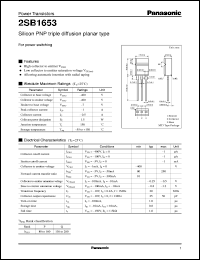 datasheet for 2SB1653 by Panasonic - Semiconductor Company of Matsushita Electronics Corporation
