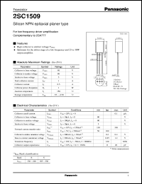 datasheet for 2SC1509 by Panasonic - Semiconductor Company of Matsushita Electronics Corporation