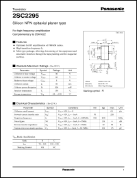 datasheet for 2SC2295 by Panasonic - Semiconductor Company of Matsushita Electronics Corporation