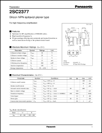 datasheet for 2SC2377 by Panasonic - Semiconductor Company of Matsushita Electronics Corporation