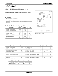 datasheet for 2SC2480 by Panasonic - Semiconductor Company of Matsushita Electronics Corporation