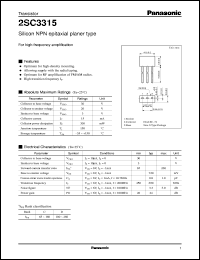 datasheet for 2SC3315 by Panasonic - Semiconductor Company of Matsushita Electronics Corporation
