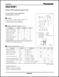 datasheet for 2SC4391 by Panasonic - Semiconductor Company of Matsushita Electronics Corporation