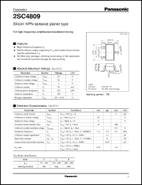 datasheet for 2SC4809 by Panasonic - Semiconductor Company of Matsushita Electronics Corporation