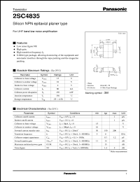 datasheet for 2SC4835 by Panasonic - Semiconductor Company of Matsushita Electronics Corporation