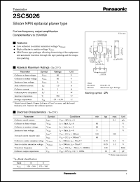 datasheet for 2SC5026 by Panasonic - Semiconductor Company of Matsushita Electronics Corporation