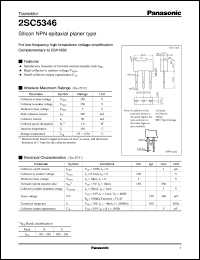 datasheet for 2SC5346 by Panasonic - Semiconductor Company of Matsushita Electronics Corporation