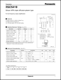 datasheet for 2SC5419 by Panasonic - Semiconductor Company of Matsushita Electronics Corporation