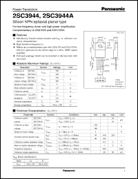 datasheet for 2SC3944 by Panasonic - Semiconductor Company of Matsushita Electronics Corporation