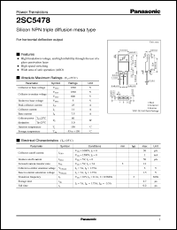 datasheet for 2SC5478 by Panasonic - Semiconductor Company of Matsushita Electronics Corporation