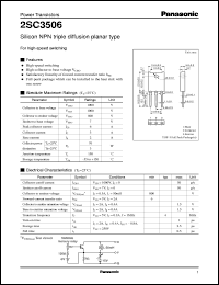 datasheet for 2SC3506 by Panasonic - Semiconductor Company of Matsushita Electronics Corporation
