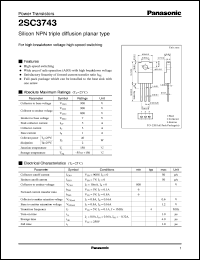 datasheet for 2SC3743 by Panasonic - Semiconductor Company of Matsushita Electronics Corporation