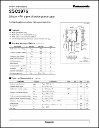 datasheet for 2SC3976 by Panasonic - Semiconductor Company of Matsushita Electronics Corporation