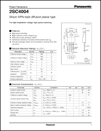 datasheet for 2SC4004 by Panasonic - Semiconductor Company of Matsushita Electronics Corporation
