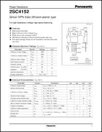 datasheet for 2SC4152 by Panasonic - Semiconductor Company of Matsushita Electronics Corporation