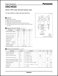 datasheet for 2SC4533 by Panasonic - Semiconductor Company of Matsushita Electronics Corporation