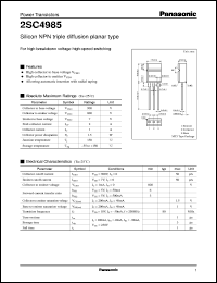 datasheet for 2SC4985 by Panasonic - Semiconductor Company of Matsushita Electronics Corporation