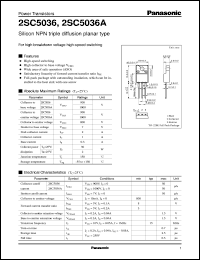 datasheet for 2SC5036 by Panasonic - Semiconductor Company of Matsushita Electronics Corporation