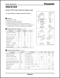 datasheet for 2SC5104 by Panasonic - Semiconductor Company of Matsushita Electronics Corporation