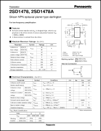 datasheet for 2SD1478A by Panasonic - Semiconductor Company of Matsushita Electronics Corporation