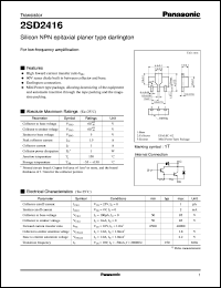 datasheet for 2SD2416 by Panasonic - Semiconductor Company of Matsushita Electronics Corporation