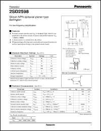 datasheet for 2SD2598 by Panasonic - Semiconductor Company of Matsushita Electronics Corporation