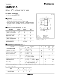datasheet for 2SD0601A by Panasonic - Semiconductor Company of Matsushita Electronics Corporation