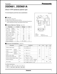 datasheet for 2SD0661 by Panasonic - Semiconductor Company of Matsushita Electronics Corporation