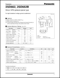datasheet for 2SD0662B by Panasonic - Semiconductor Company of Matsushita Electronics Corporation