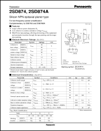 datasheet for 2SD0874A by Panasonic - Semiconductor Company of Matsushita Electronics Corporation